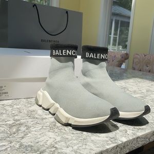Grey Balenciaga speed trainers